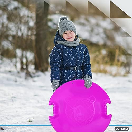 Superio Round Saucer Snow Sleds for Kids and Adult, Spiral Toddler Sled 26" Avalanche Circle Jet Sled for Toddlers Age Plastic Sledding Disc, Winter Snow Toys Fun for Kids and Adults, 3-Pack