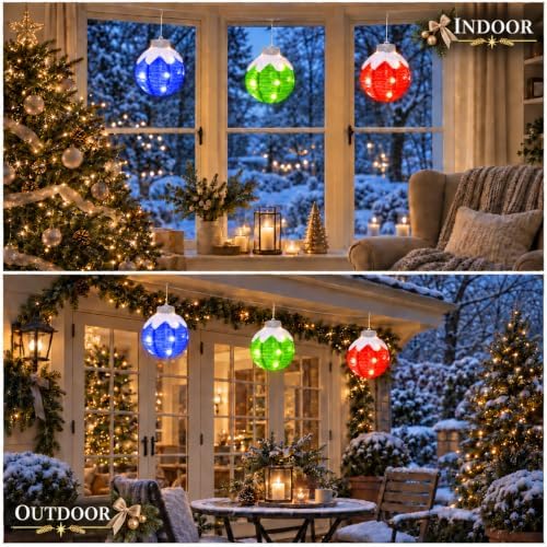 Christmas Light Balls Outdoor, Hanging Ball Lights, Red/Green/Blue
