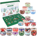 24 Days of Christmas Countdown Tin Candles, Festive Scented Soy Wax Gift Set, Holiday Aromatherapy Candles for Women, Christmas Decor