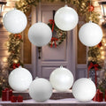 Yerliker 8 Pack 6 Inch Large Christmas Ornament Hanging Balls, White