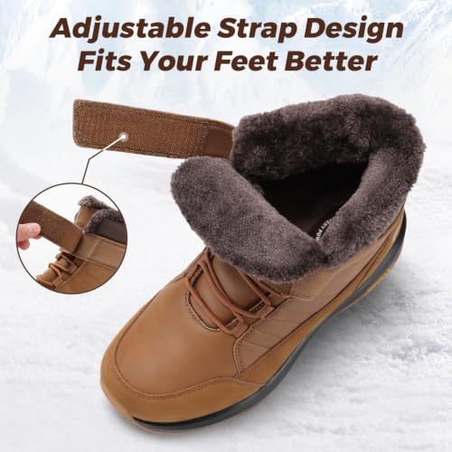 FitVille Wide Width Mens Winter Boots Fur Lined Extra Wide Snow Boot Lightweight Non Slip Outdoor Mens Diabetic Shoes for Flat Feet
