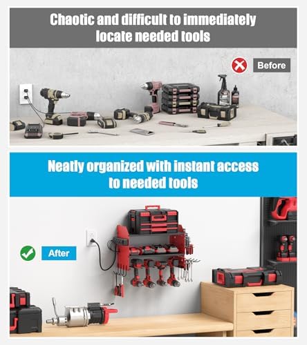 CCCEI Modular Power Tool Organizer Wall Mount with Charging, Red, 1 Pack