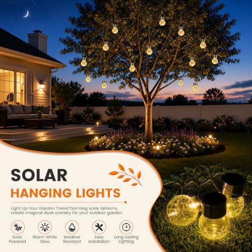 GIGALUMI Solar Lights Outdoor Hanging Lantern Garden Decor for Outside 16Pc