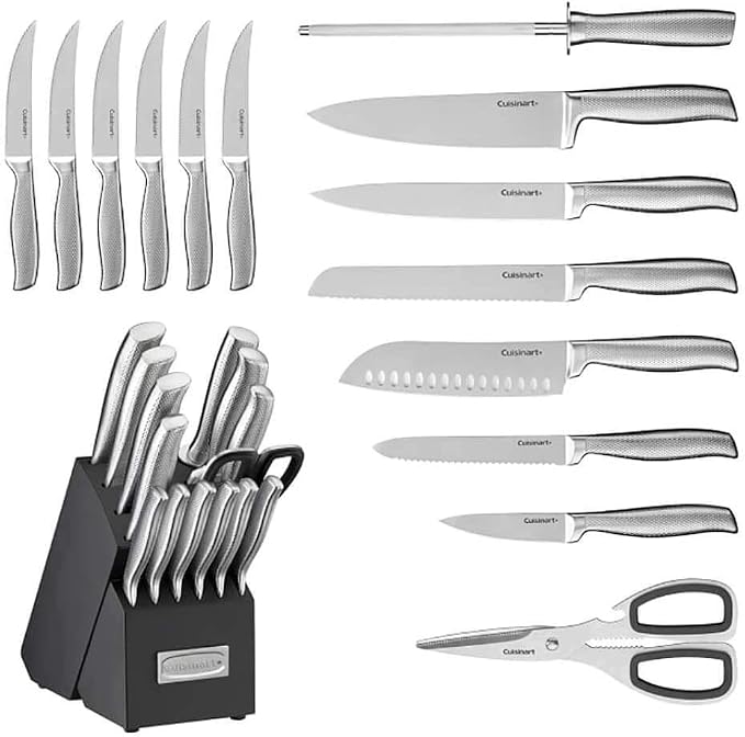 Cuisinart C77SS-15PG 15pc German Stainless Steel Hollow Handle Cutlery Block Set