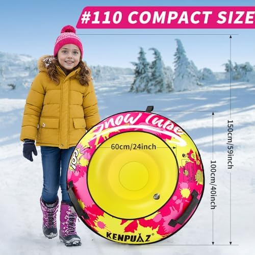Inflatable Heavy Duty Snow Tube Durable Fabric Cover(Green/Red)