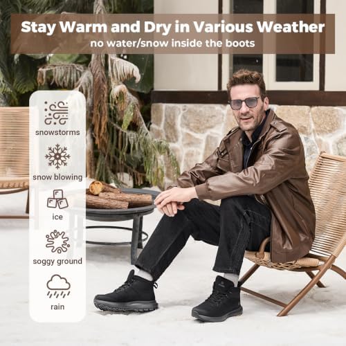 FitVille Men's Wide Winter Boots Non-Slip Insulated Snow Boots