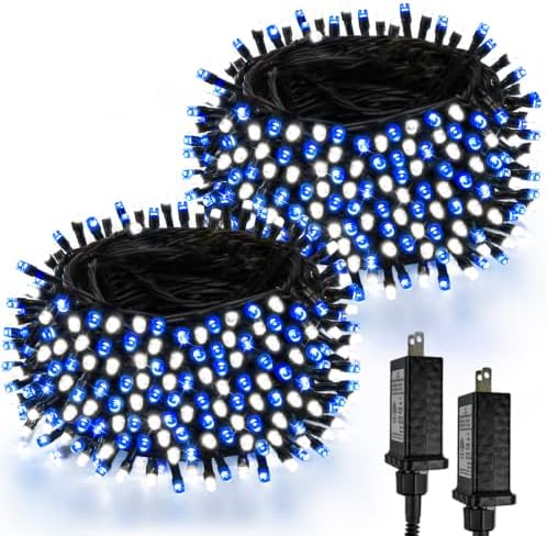 2 Pack 200 LED Christmas Lights 13 Modes Extendable Christmas Tree Lights
