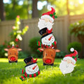 Metal Christmas Decor, Garden Art with 3 Santa Claus, Snowman, Elk Stakes