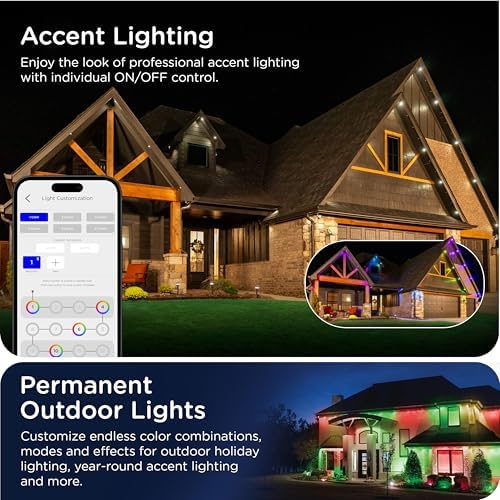 Enbrighten Eternity Permanent Outdoor Lights, 50ft, 36 Lights
