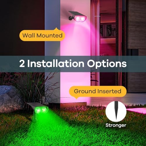 Linkind Halloween Solar Lights Outdoor Spotlight Waterproof RGB 12 Pack