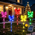 Solar 5PCS Christmas Bow 50LED Outdoor String Lights with Stakes Multicolor