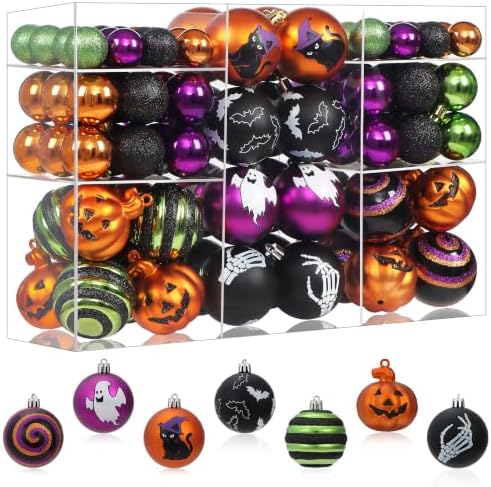 Halloween Ornaments for Tree Decorations, 100Ct Shatterproof Ornament Set