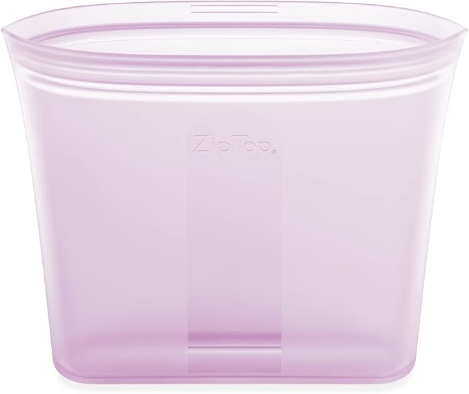 Zip Top Reusable Food Storage Bags | Sandwich Bag [Lavender] | Silicone Meal Prep Container | Microwave, Dishwasher and Freezer Safe | Made in the USA