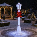 60-Inch Outdoor Christmas Decorations Outdoor Lighted Lamp Post 3D Lamppost LED Lighted Post Christmas Decoration with 128 LED Lights & Bow Holiday Decorations for Yard, Porch, Patio
