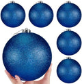 Poen 6 Pcs 6 Inch Large Glitter Christmas Ball Ornament, Dark Blue