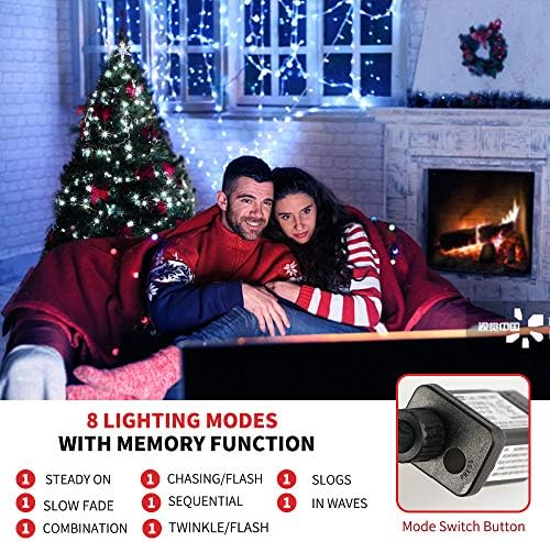 MZD8391 105FT 300LED Christmas Light, Waterproof Christmas Tree Light White