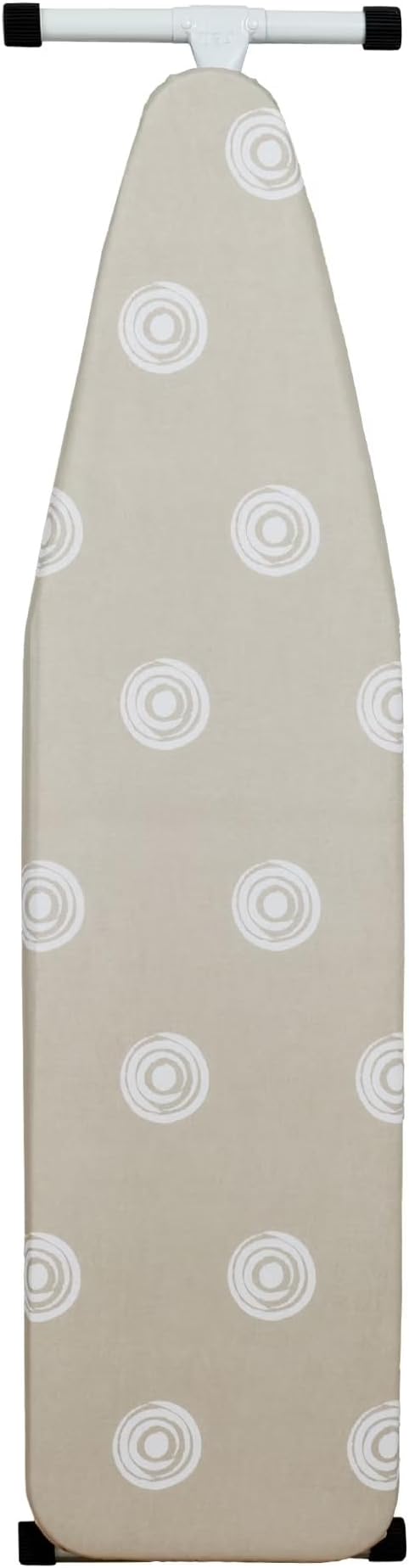 Foldable Steel Ironing Board 53”x14” Full-Size T-Leg Ironing Board, Adjustable Height Steel Frame, Thick Padded Cotton Cover, Beige