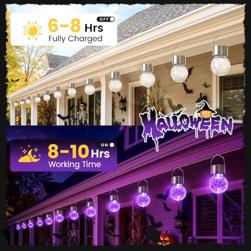 GIGALUMI Solar Hanging Lights Outside Halloween Decoration Lanterns 8 PC