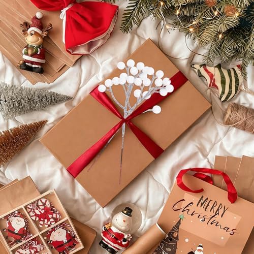 Fangoo 20 Pack 7 Inch Artificial White Berry Picks for Christmas Tree Decor