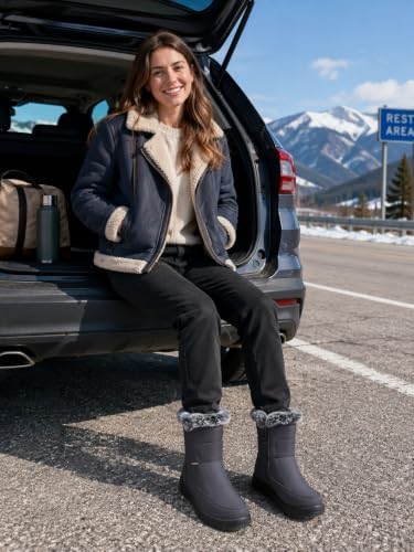 SHIBEVER Women's Winter Snow Boots: Waterproof Fur-Lined Ankle Booties