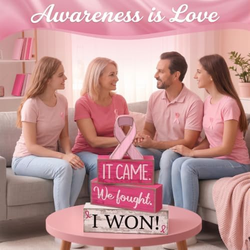 Lineshading 4 Pcs Breast Cancer Awareness Decor Pink Ribbon Table Decor
