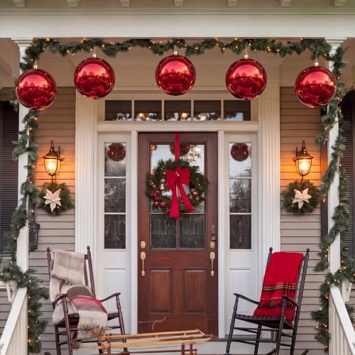 Threan 8 Inch Large Red Shiny Christmas Ball Ornaments for Christmas Tree