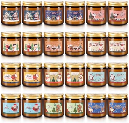 24 Pack Christmas Scented Candle Gift Set, Jar Candle Set (3.5 oz)