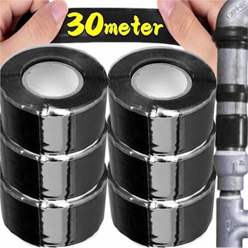 10 Roll 1 Inch X 10 FT Self-Fusing Silicone, Thickness 0.5mm Hose Repair Tape, Heavy Duty and Leak Proof Rubber Hose Tape, Pipe for Water(Black)