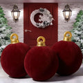 Jetec 3 Pcs 32 Inch Giant Dark Red Velvet Christmas Inflatable Balls