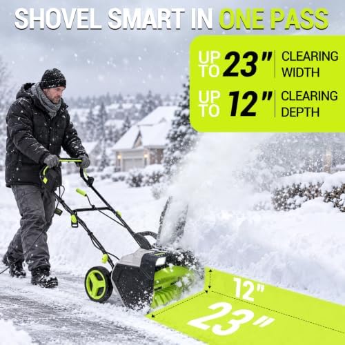 DEKOPRO 23" Electric Snow Blower, 15-Amp Corded Snow Shovel Removal Tool with Dual LED Lights, 3300RPM, Plows 800lbs/min, Snow Thrower with 25FT Throwing Distance and Adjustable Chute for Driveways