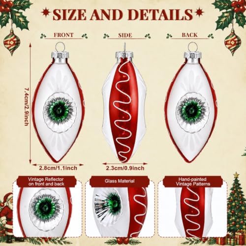 12 Pcs Vintage Glass Christmas Ornament Reflector Decor, Fresh