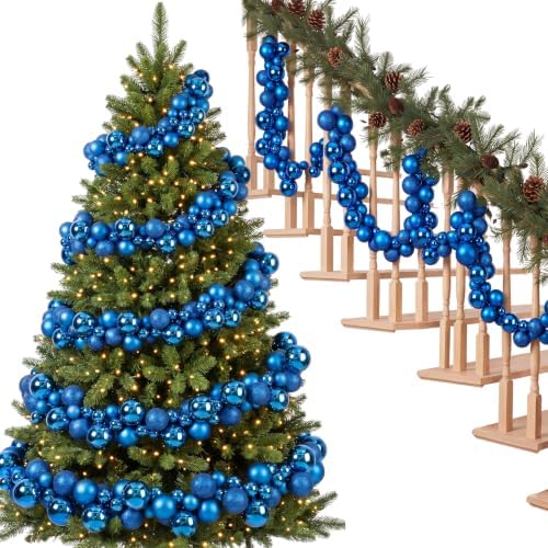 Silipull 5 Pcs 2.3 ft Large Christmas Ball Garland Ornaments, Blue