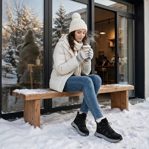 Winter Boots for Men and Women, Warm Fur-Lined Snow Boots with Slip-Resistant Outsole, High-Top Hiking Boots for Outdoor Walking and Cold Weather