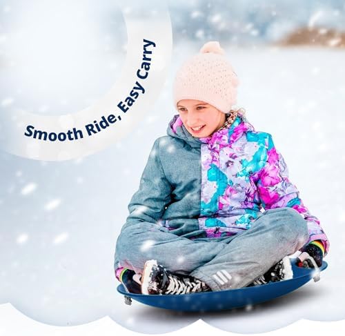 Slippery Racer ProDisc 26 Inch Heavy Duty Aluminum Iron Alloy Metal Kids Winter Saucer Snow Sled with Dual Riveted Soft Grip Rope Handles