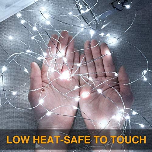 24 Pack Fairy Lights Battery Operated [3 Modes] 7ft 20 LED Mini Twinkle String Lights Waterproof Silver Wire Firefly Starry Lights for Wedding Party Mason Jars Christmas Decorations, Cool White