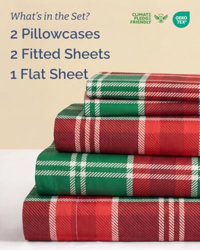 Christmas Sheet Set, Highland Tartan, Holiday Xmas Bedding Set - Split King