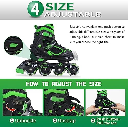 MammyGol Adjustable Inline Skates for Kids Boys Girls Youth Blades Roller Skates with Light up Wheels Ages 4-16