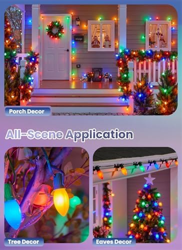 Vintage Christmas Lights Outdoor, 200Ft C9 String Lights with 100 LED Bulbs