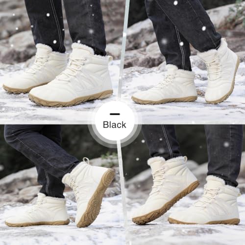 Womens Mens Barefoot Boots Shoes Minimalist Winter Snow Boots Warm Ankle Booties Zero Drop Sole Wide Toe Box Slip on Sneakers