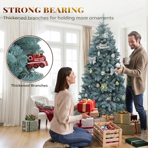 YITAHOME 6ft Prelit Blue Christmas Tree w/Adjustable Lighting System