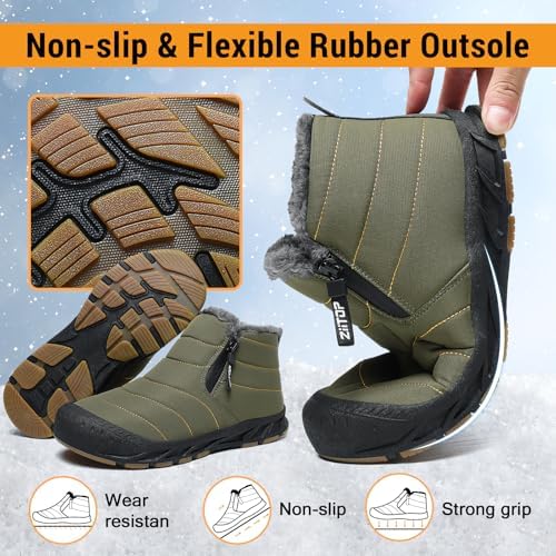 ziitop Snow Boots Mens Waterproof Winter Boots Fur Lined Warm Ankle Boots