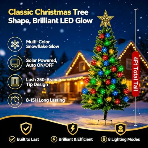 4FT 100LED Solar Christmas Tree for Outdoor Christmas Decorations