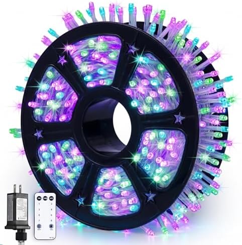 JMEXSUSS 600 LED Purple Green String Lights Plug in Indoor Outdoor