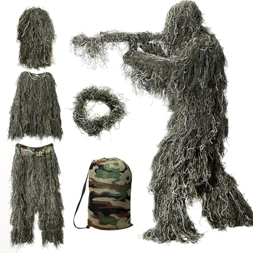 DoCred 5-In-1 Ghillie Suit, 3D Camouflage Hunting Suits