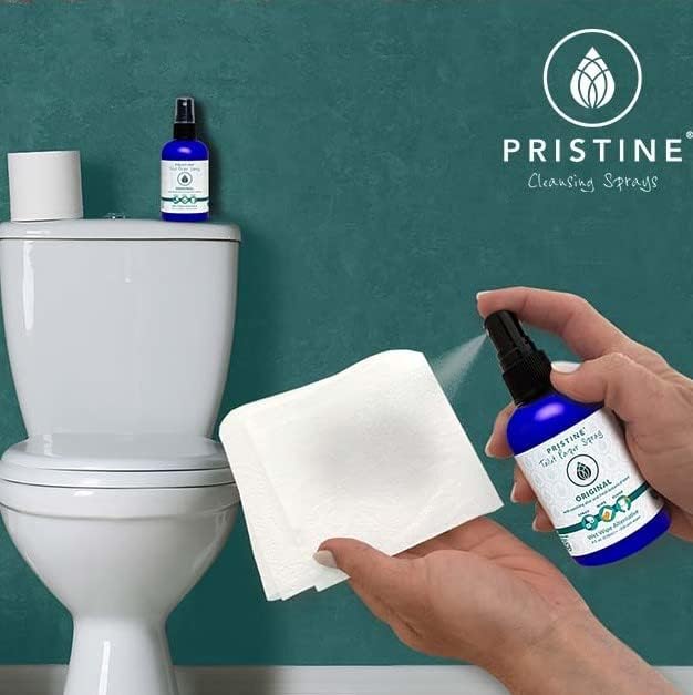PRISTINE Toilet Paper Spray, As Seen on Shark Tank, Flushable Wipe Alternative, Personal Cleansing Bathroom Spray for Regular Toilet Tissue, Bidet Alternative, Made in USA, Fragrance Free, 32oz Refill