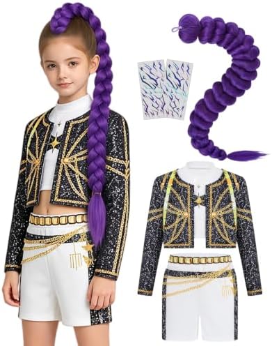 Pop Star Costume Kids Girls Golden Stage Outfit Halloween Costume Accessory
