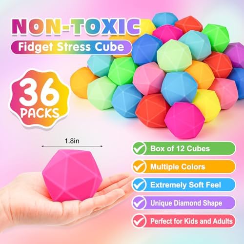 VISCOO 36 Pack Diamond Slow Rising Stress Balls, Stress Cube, Cube Squishy