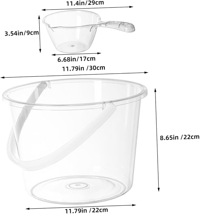 PRETYZOOM 1Set Large Capacity Plastic Bucket with Handle and Scoop Versatile Water Holder for Gardening Home and Kitchen Use Transparent Foot Bath and Wash Basin