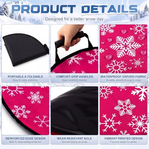 26" Foldable Snow Sleds with Handles for Adult