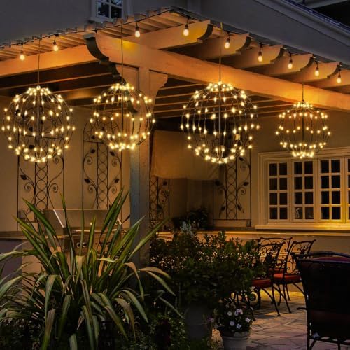 Christmas Decorations,LED Light Balls Outdoor,2 Pack,Warm White
